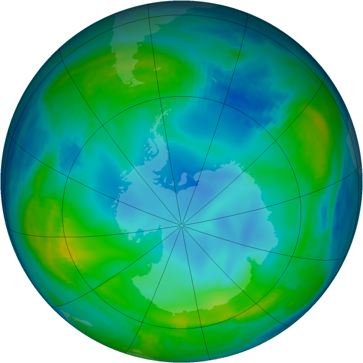 Antarctic ozone map for 02 June 1990